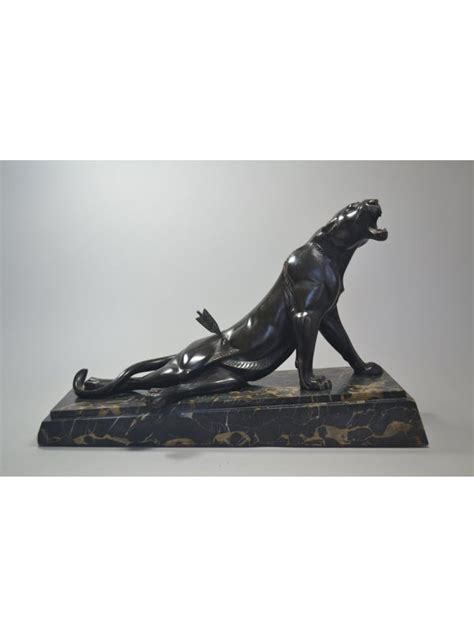 Fr Louis Albert Carvin Rare Impressive Bronze Panther Art Deco