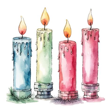 Premium Ai Image Watercolor Candles Illustration