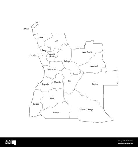 Angola Mapa Pol Tico De Las Divisiones Administrativas Provincias