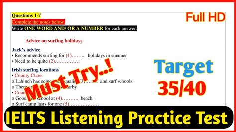 Advice On Surfing Holidays IELTS Listening IELTS Listening Practice