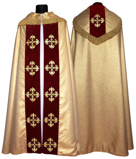 Gold Red Gothic Cope With Stole K Agcf Vestment Capa Pluvial Dorada