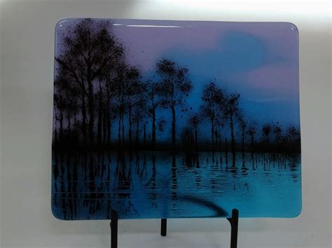 Fused Glass Forest Trees Water Landscape Art Etsy