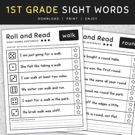 First Grade Sight Words Worksheets Enhance Reading Skills