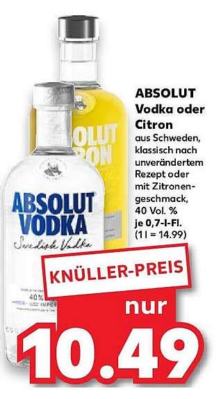 Absolut Vodka Oder Citron Angebot Bei Kaufland Prospekte De