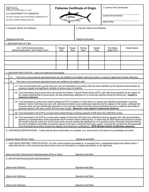 Fisheries Certificate Of Origin Pdf Form Formspal