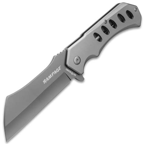 Rampage Titanium Grey Cleaver Pocket Knife Stainless