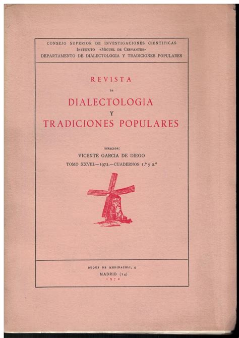 Revista De Dialectolog A Y Tradiciones Populares Tomo Xxviii De Garc A