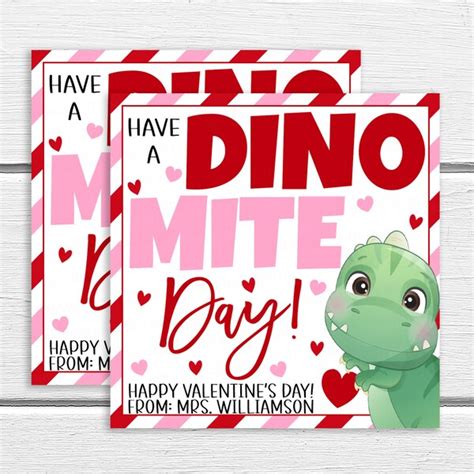 Dinosaur Valentine Printable Etsy