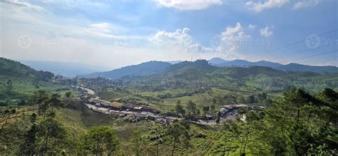 beautiful scenery  top  hill green view  blue sky  clouds