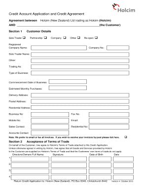 20 Printable Customer Credit Application Form And Agreement Templates