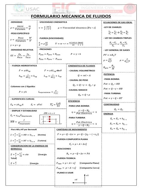 Formulario Mecanica de Fluidos | PDF | Mecánica de Medios Continuos ...