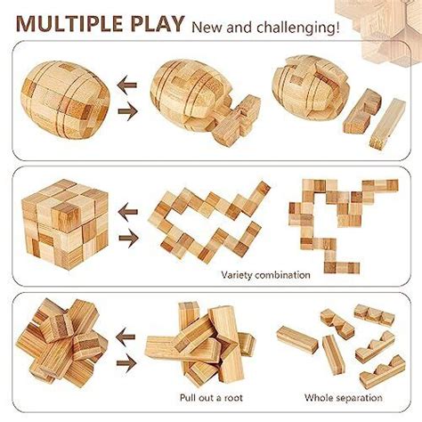 Holzsammlung 15 Pièces Casse Tete Bois Jeux Casse Tête 3D IQ Puzzle