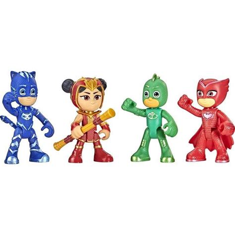 4 figurines super héros Pyjamasques Yoyo Bibou Gluglu et flamme