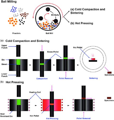 Schematic Of A Cold Compaction Sintering And B Hot Pressing