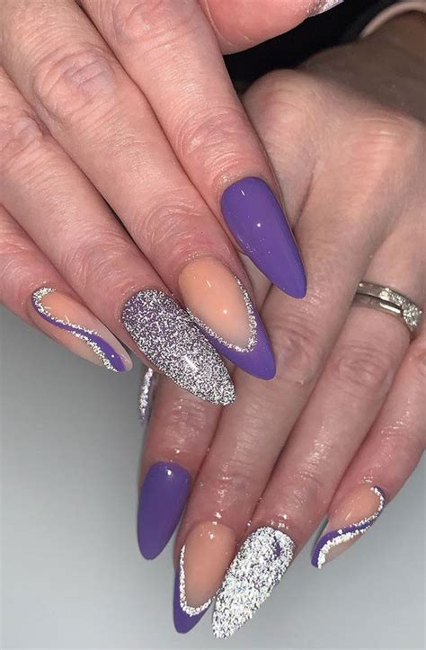 30 Glitter Nails To Bright Up The Season Blue Purple And Glitter Nails