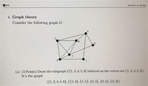 Solved Consider The Following Graph G Draw The Subgraph