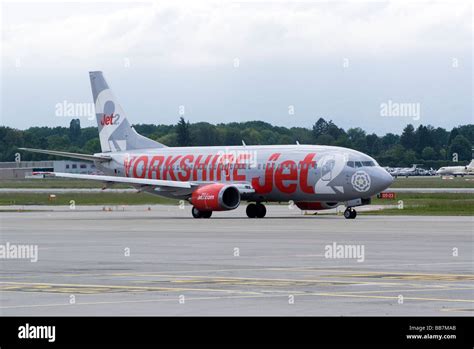 Jet 2 Boeing 737 377 G CELB Airliner Taxiing At Geneva Airport