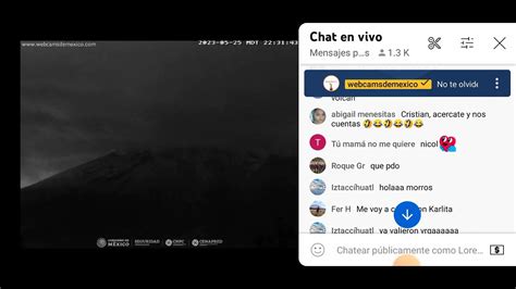 Cámara en Tlamacas visión nocturna de Volcán Popocatepetl con Chat Cool