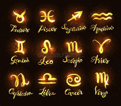 Black Zodiac Signs Stock Illustrations 6460 Black Zodiac Signs Stock