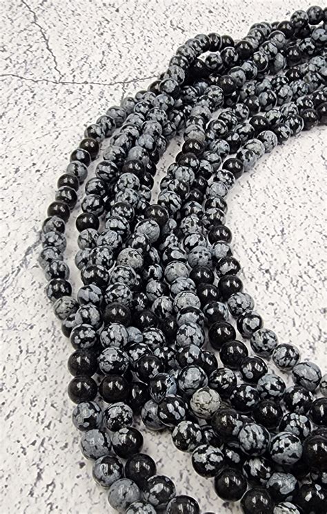 Natural Snowflake Obsidian Beads Mm Mm Mm Mm Gemstone Round Beads