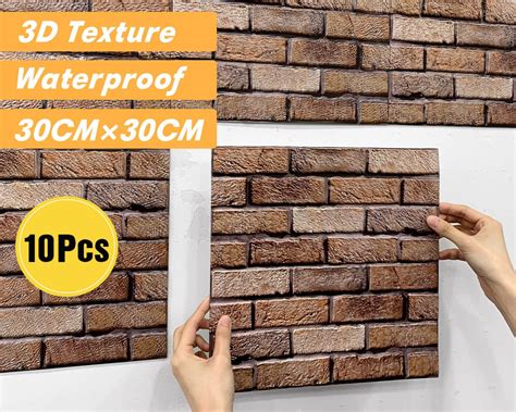 10pcs 3d Brown Peel And Stick Brick Tile Faux Brick Wall Etsy