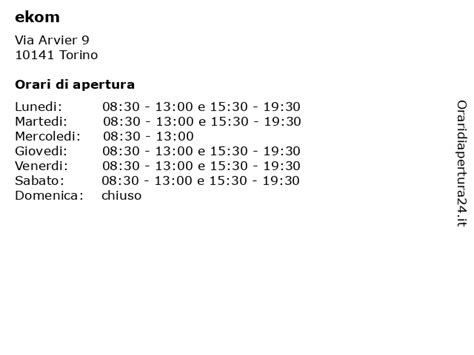 Orari Di Apertura Ekom Via Arvier
