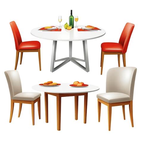 Premium Vector Dining Table And Chairs Vector Set White Background