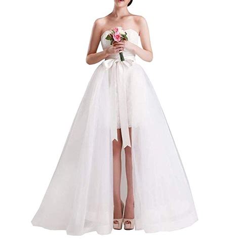 Amazon Women Wedding Maxi Tulle Skirts Detachable Train Overskirt