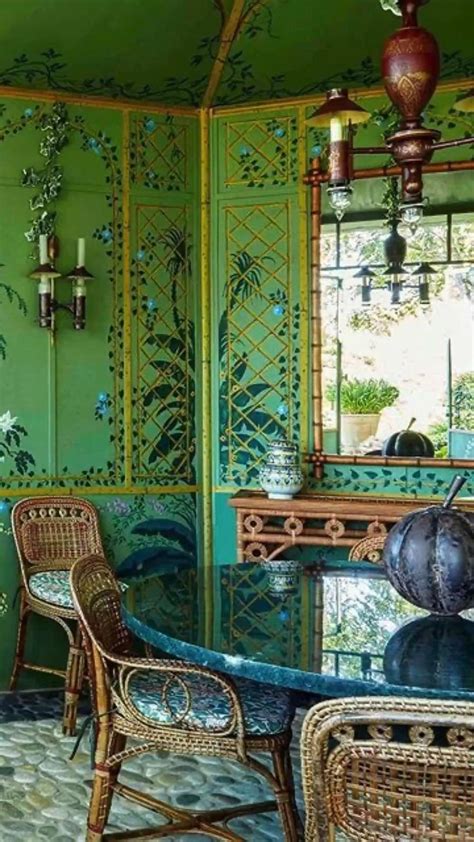 home interiors. boho room. interior design architecture. green floral ...