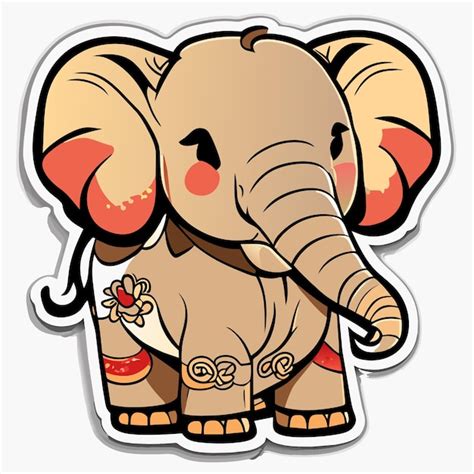 Premium Vector | Asian elephant flat sticker cartoon style illustration