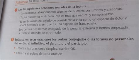 Subraya En Estas Oraciones Los Verbos Conjugados O Las Formas No