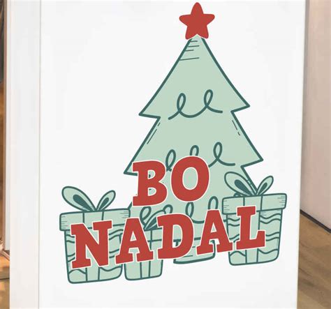 Vinilo Navidad Bon Nadal Con Regalos Y Rbol Tenvinilo