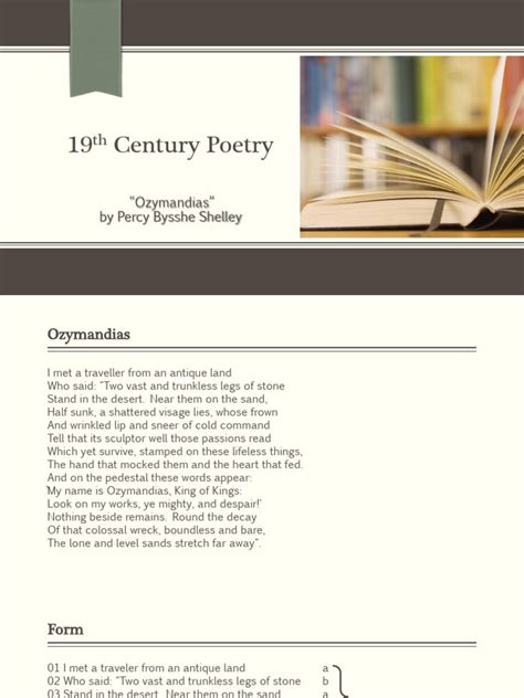 19th Century Poetry Ozymandias Pdf Poems Literature About