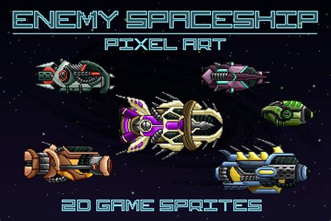 Free Pixel Art Enemy Spaceship 2D Sprites CraftPix Net