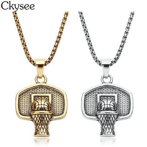 Buy Ckysee Mens Gold Basketball Basket Pendant