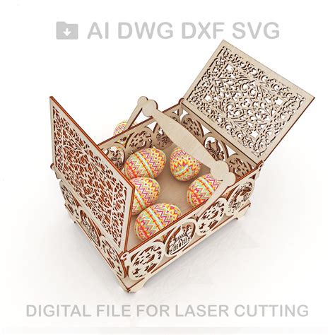 Easter Basket Laser Cut File Easter Box Laser Model Vector Cut File