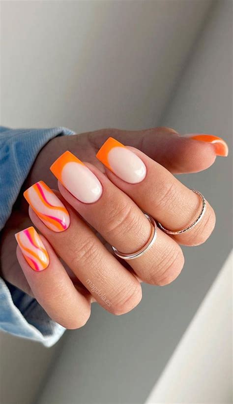 35 Cute Orange Nail Ideas To Rock In Summer Orange French Orange