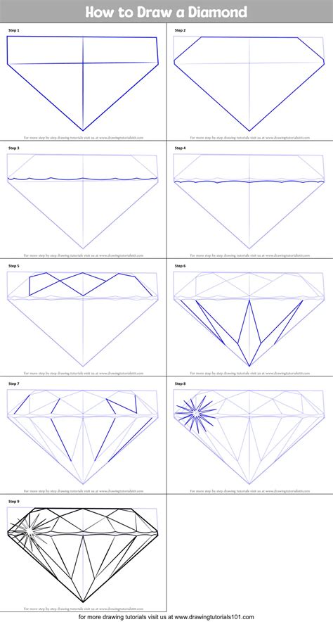 How To Draw A Diamond Everyday Objects Step By Step