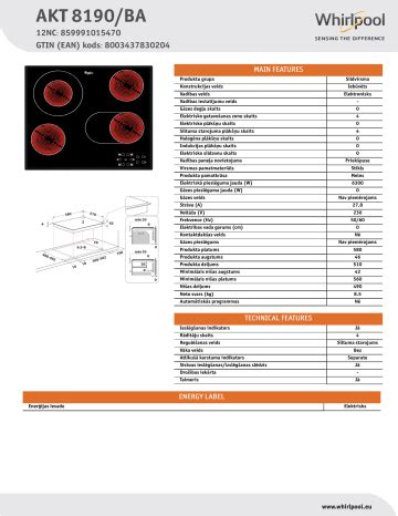 Whirlpool Akt Ba Hob Product Data Sheet Manualzz