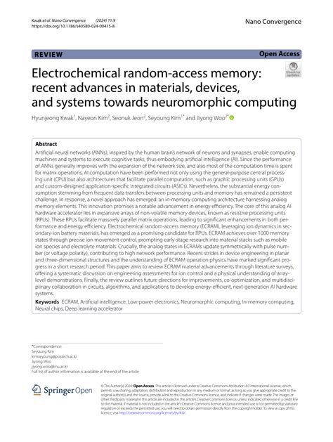 PDF Electrochemical Random Access Memory Recent Advances In