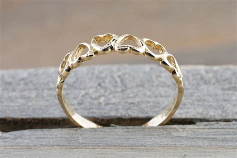 14k Yellow Gold Open Heart Band Ring – ASweetPear