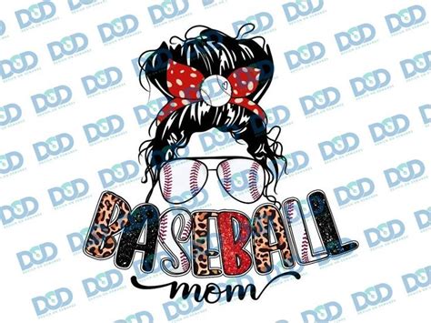 Baseball Mom Messy Bun Hair Sublimation Design Sunglasses Hairband