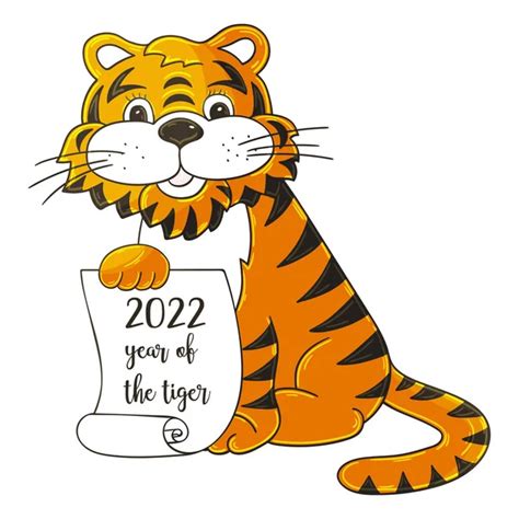 Symbol 2022 Vector Illustration Tiger Hand Draw Style New Year Stock Vector Image By ©bubushonok