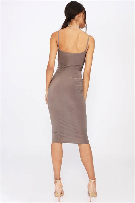 Taupe Strappy Midi Bodycon Dress Strappy Midi Bodycon Dress Clothes