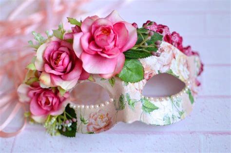 Couture Flower Mask Rose Masquerade Ball Mask Flower Pink Masquerade