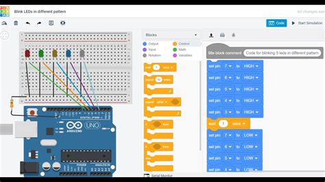 Blink 5 LEDs Randomly Using Arduino In Tinkercad Tinkercad Circuit