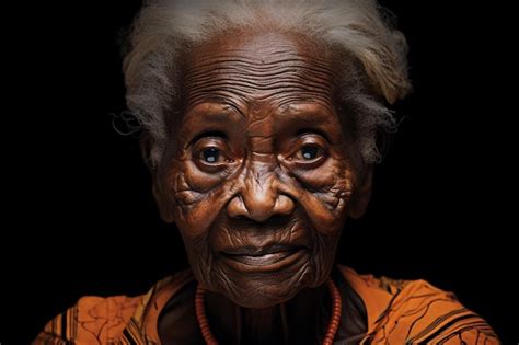 Premium Photo Wrinkled Black Grandmother Face Women Person Senior Old