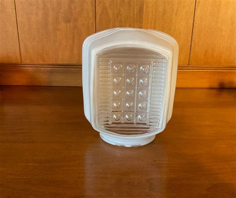 Vintage Art Deco White And Clear Glass One Sided Porch Or Wall Sconce Replacement Shade Etsy