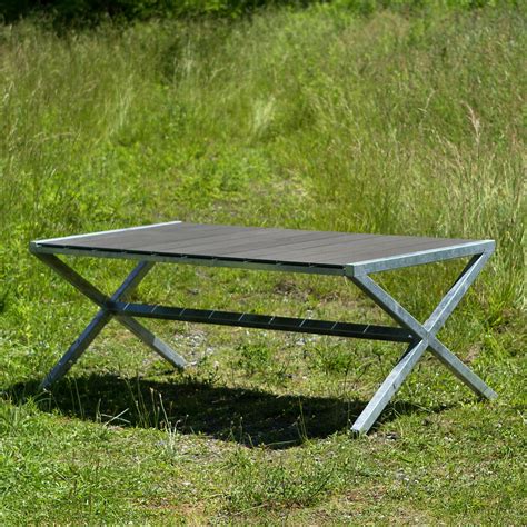 Zinc Crossed Leg Table In New Shop Outdoor Living At Terrain Outdoor