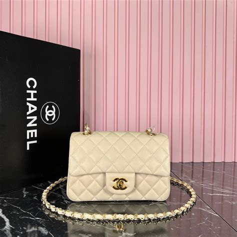 Chanel Kadin Canta Classic Flap Bag Kucuk Boy Kapitone Desen Gold